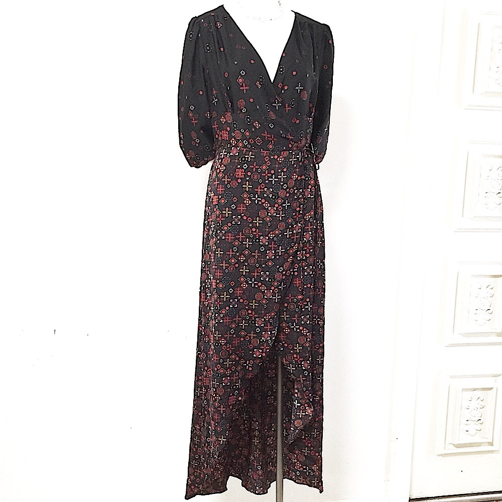 🥳HP🆕Gorgeous Satin Express Wrap Dress Hi-Low 3/4Sleeve | Medium || HOST PICK